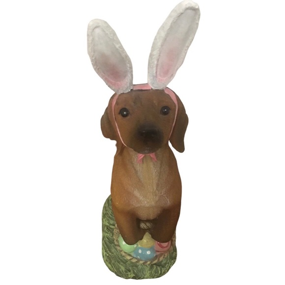 (SOLD)Dachshund With Bunny Ears Statue Figure Ready for ABSOLUTE cuteness - Picture 6 of 6